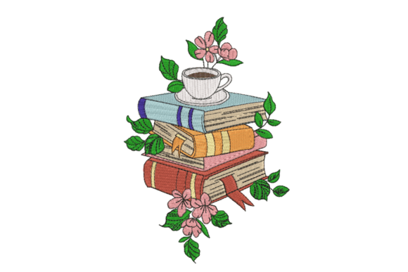 Books Coffee Floral Embroidery Design Review