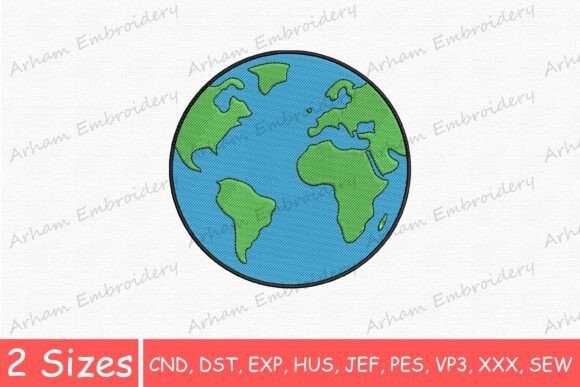 Colorful Earth Globe, World Planet Embroidery Review
