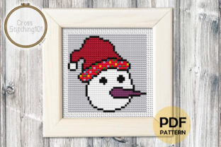 Snow Man Modern Cross Stitch Pattern