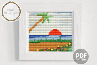 Sunset Scene Modern Cross Stitch Pattern
