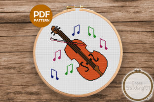 Violin Modern Cross Stitch Pattern Review for Sweatshirt Embroidery